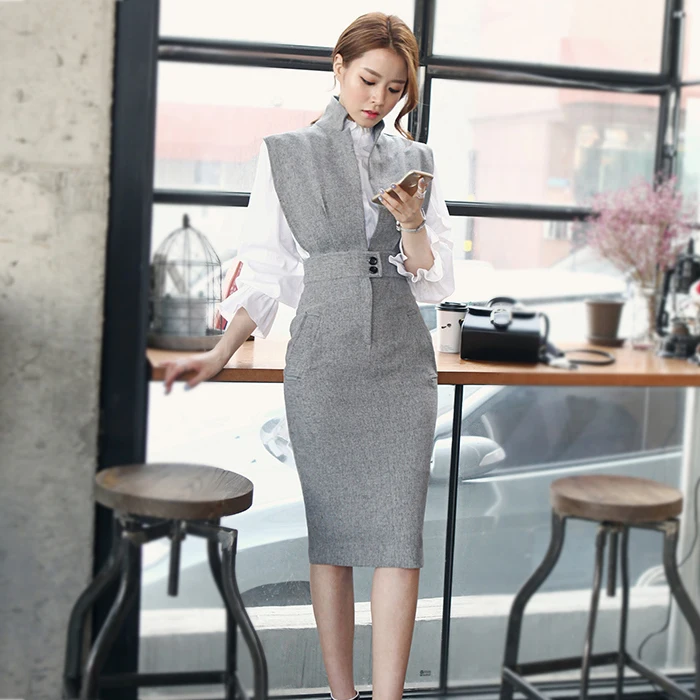 Женский комплект из 2 предметов облегающее платье карандаш без рукавов с