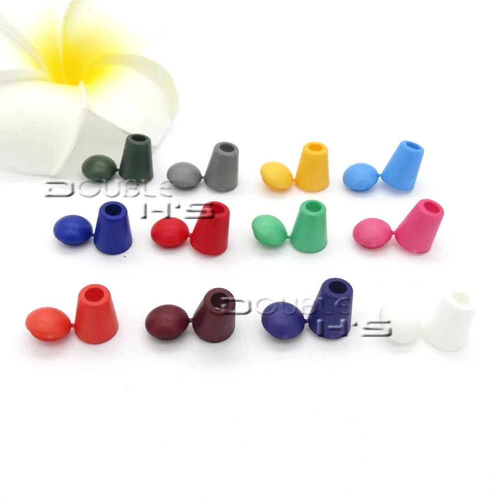 50pcs/lot Colorful Cord Ends Bell Stopper With Lid Lock Plastic Toggle Clip For Paracord Clothes Bag Sports Wear Shoe | Дом и сад