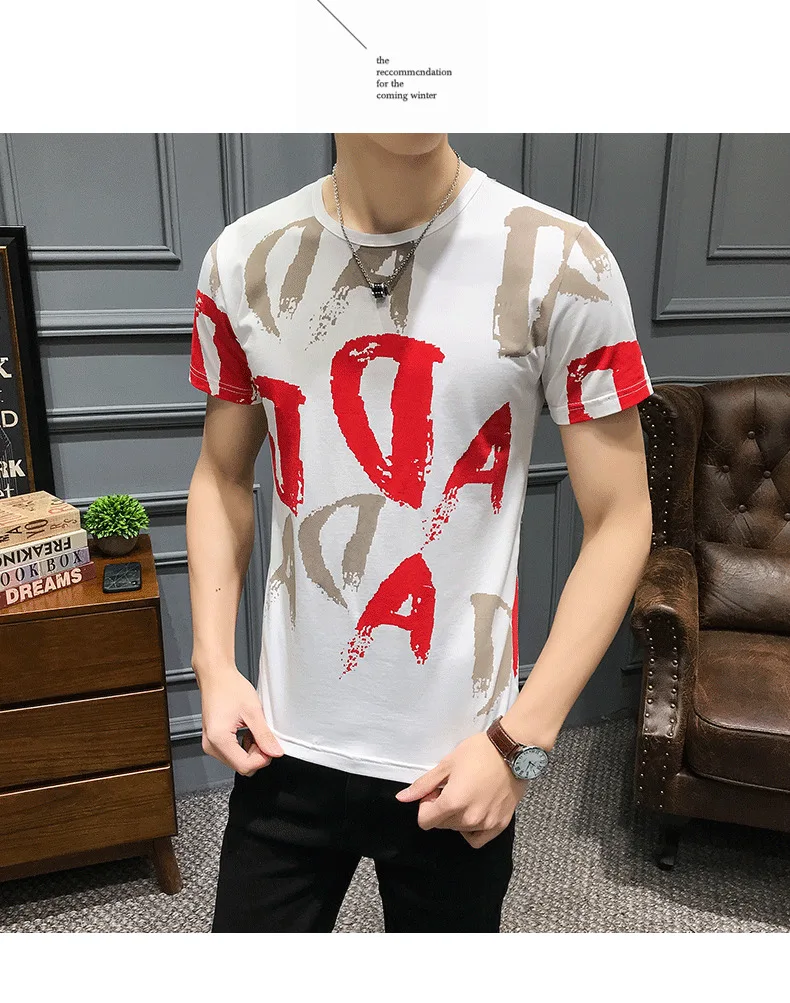 Барокко Pantalon Moda модные рекламное объявление Футболка с принтом Клубные вечерние ткань Homme Hombre Camiseta Hombre Manga Топ футболка с короткими рукавами