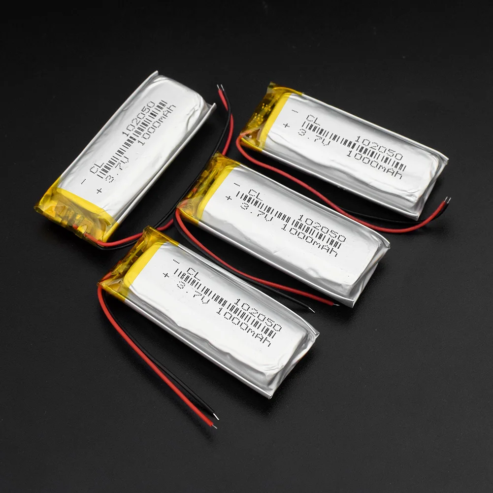 1/2/4x Перезаряжаемые 3 7 V 1000mAh литий полимерный Батарея 102050 аккумулятор с печатной