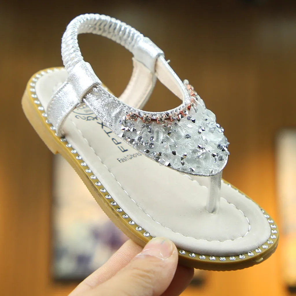 Новинка весны прекрасный из искусственной кожи, для детей Дети Baby кристалл для девушки комнатные Эластичная лента обувь для принцессы сандалии
