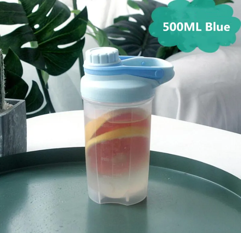 500ML Blue 500/700 мл Высококачественная посуда для напитков, спортивный герметичный шейкер для протеина, спортивный Миксер Для сывороточного белка, бутылка для воды - Цвет: 500ML Blue