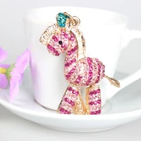 zebra pink horse keychain fashion rhinestone crystal purse bag key chain gift original handmade new arrive souvenir