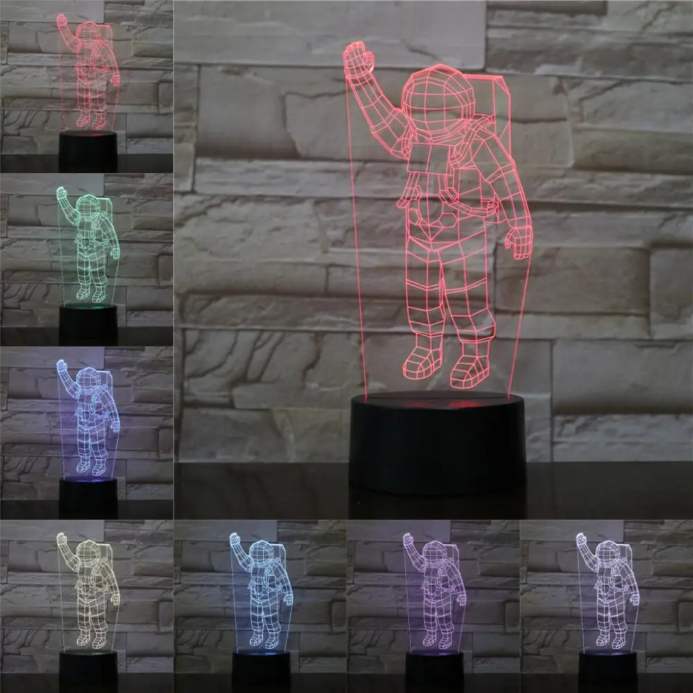 Космический астронавт, декоративный светильник, 3D ночник, USB осветитель, светодиодный светильник, многоцветная вспышка, рождественские подарки, детская игрушка