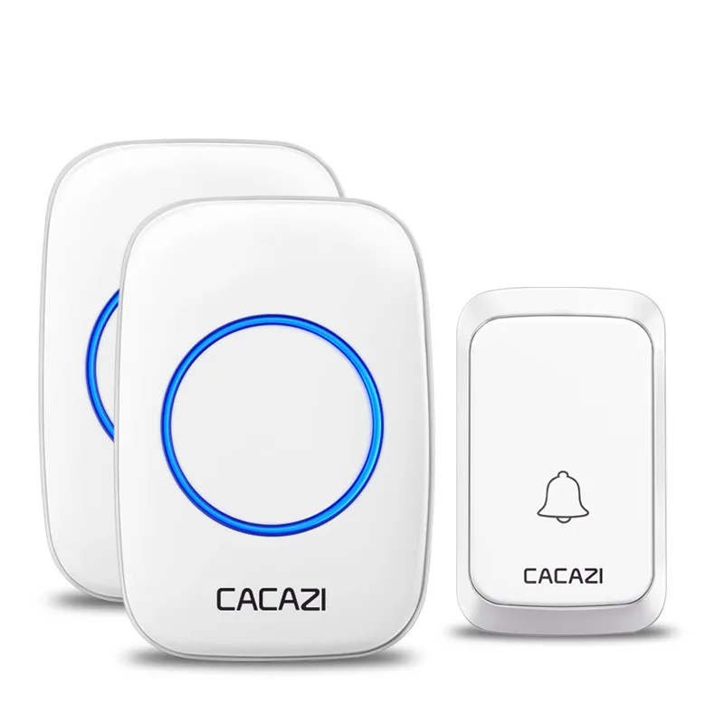 1 button 2 receiver Водонепроницаемый беспроводной дверной звонок CACAZI с питанием от аккумулятора постоянного тока, дистанционный беспроводной дверной звонок с дистанционным управлением 300 м для умного дома, 1 2 кнопки x 1 2 приемника - Цвет: 1 button 2 receiver