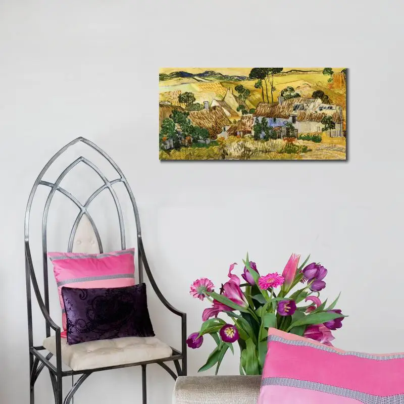 Kopen Vincent Van Gogh Schilderijen Op Canvas Rietgedekte Huizen Tegen Een Hill Handgeschilderde Wall Art Decor Hoge Kwaliteit