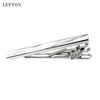 lepton brand men skinny tie clip pins short silver color men metal necktie tie bar chrome clamp stainless steel plain tie clip