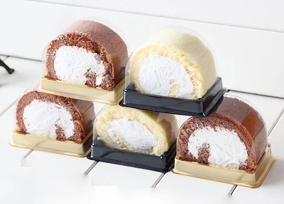 600 шт./лот швейцарский торт ролл прозрачный пластиковый ящик 2 вида цветов