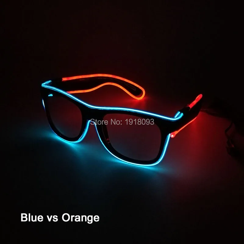 Multicolor EL Wire Glasses 20pieces with steady on Inverter Novelty Lighting Neon Cold Light Glasses for Party Decor
