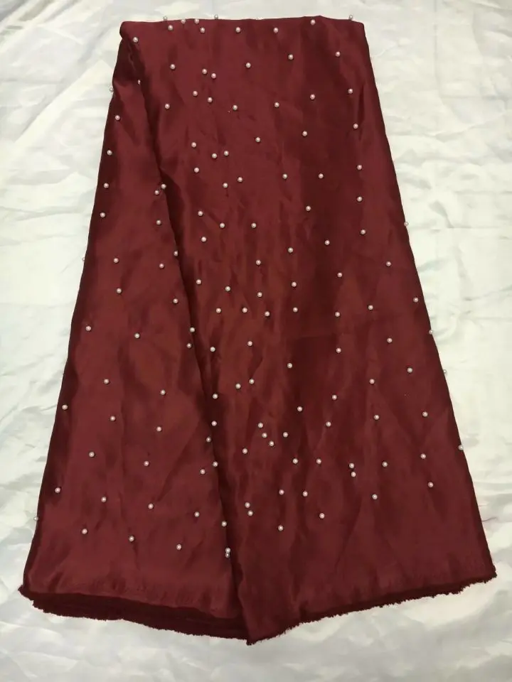 5 ярдов/шт. Популярная винно-Африканская Хлопковая кружевная ткань с бусинами