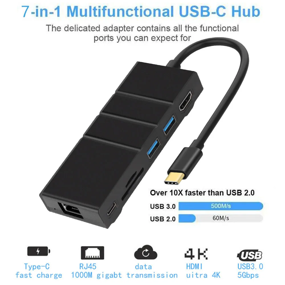 Док станция с разъемом типа C HDMI RJ45 USB концентратор питания для ноутбука Macbook Pro HP