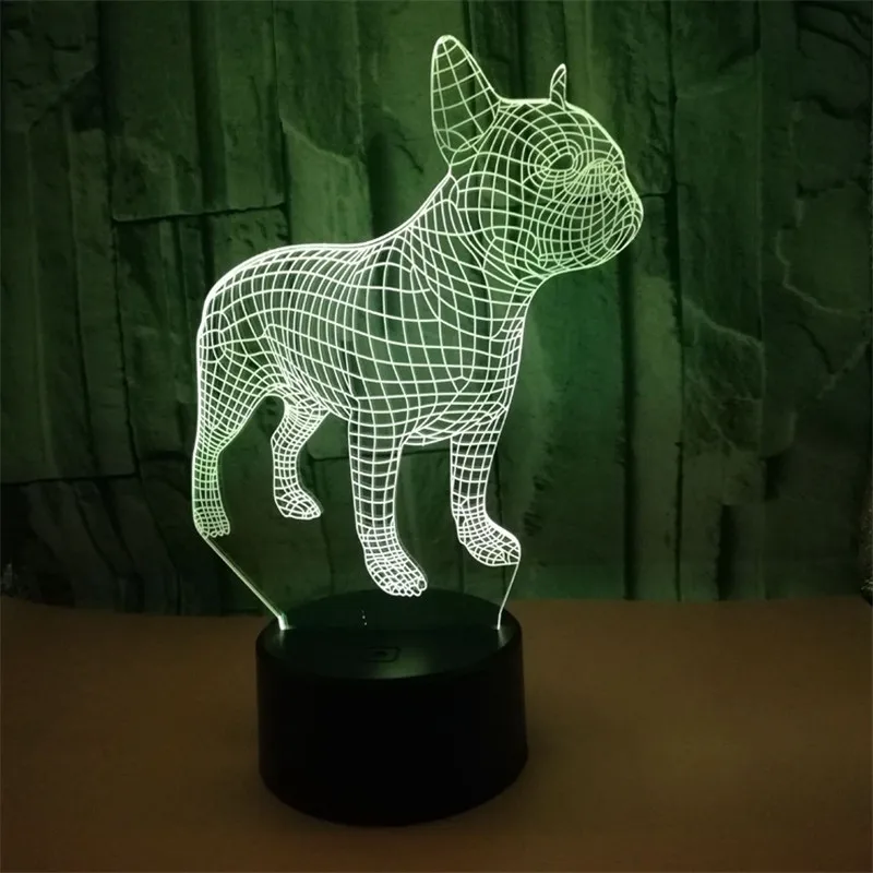 3d лампа в виде французского бульдога забавный светодиодный ночник экшн фигурка