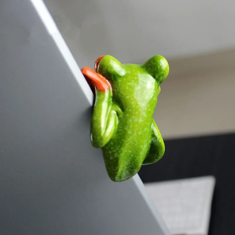 2pcs/set Funny Frog Statue 3D Computer Sticker Cute Figurine Ornament Animal Resin Craft Home Decor | Дом и сад