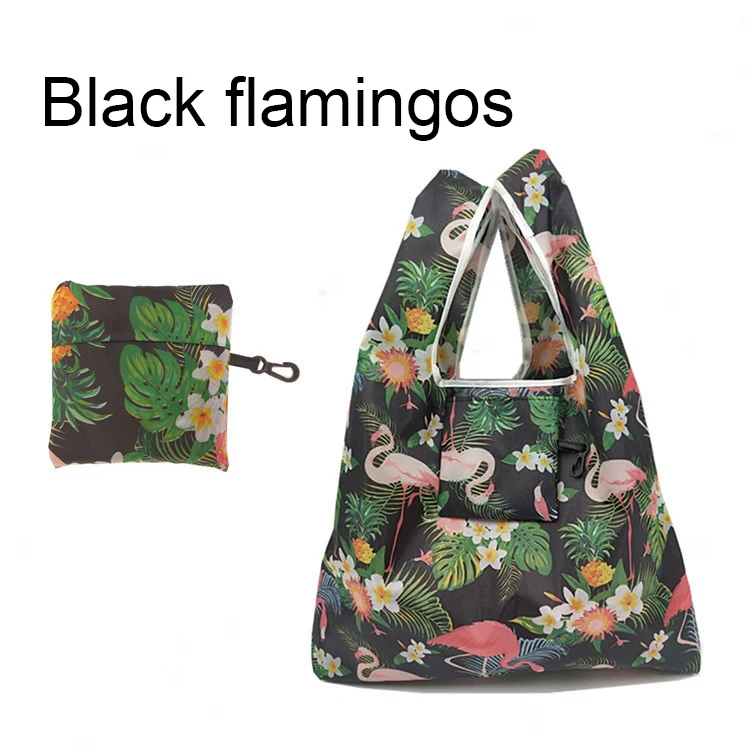 Black flamingo Женская Складная Эко сумка для покупок, переносная многоразовая сумка для хранения продуктов, кактус, фламинго, в горошек - Цвет: Black flamingo