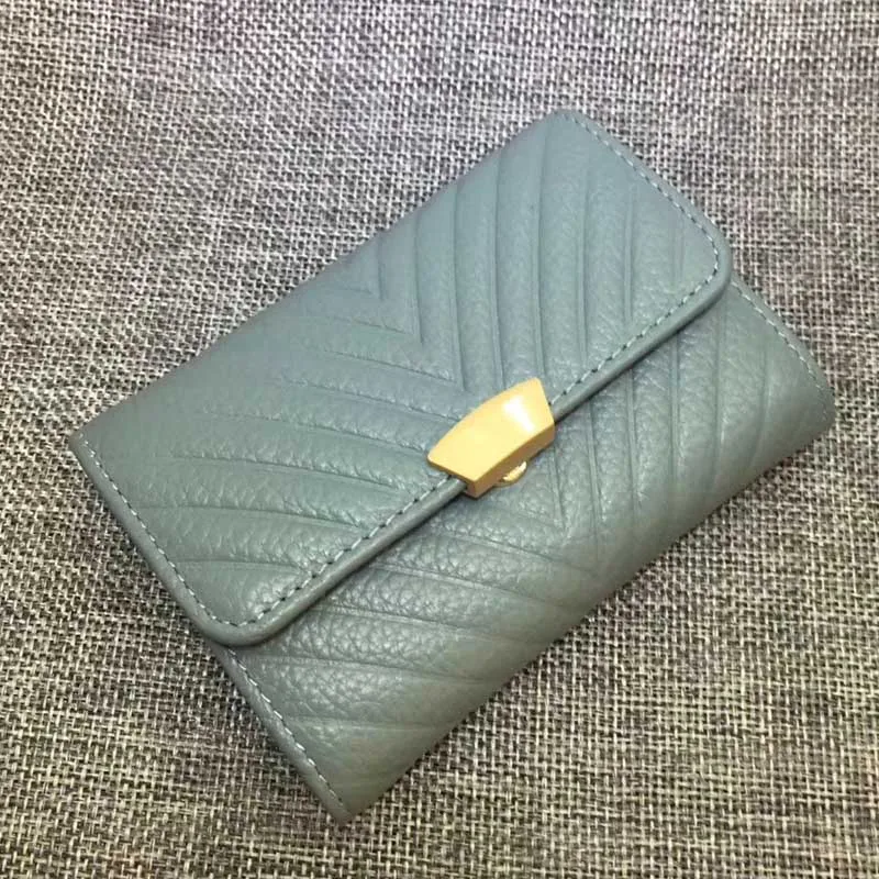 Card Holder lg blue CHSANATO Высокое качество натуральная кожа держатель кредитной карты для девочек Бизнес ID Multifunction Многофункциональный тонкий мини-кошелек - Цвет: Card Holder lg blue