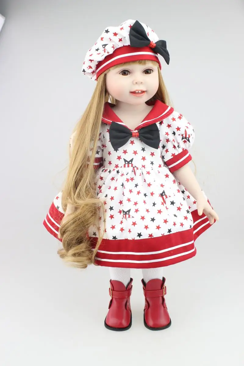 

American Doll Toys 18 inch 45cm Silicone Baby Doll Look Real Girl bebe reborn Birthday Gifts Fashion Doll Toys Playmate gift