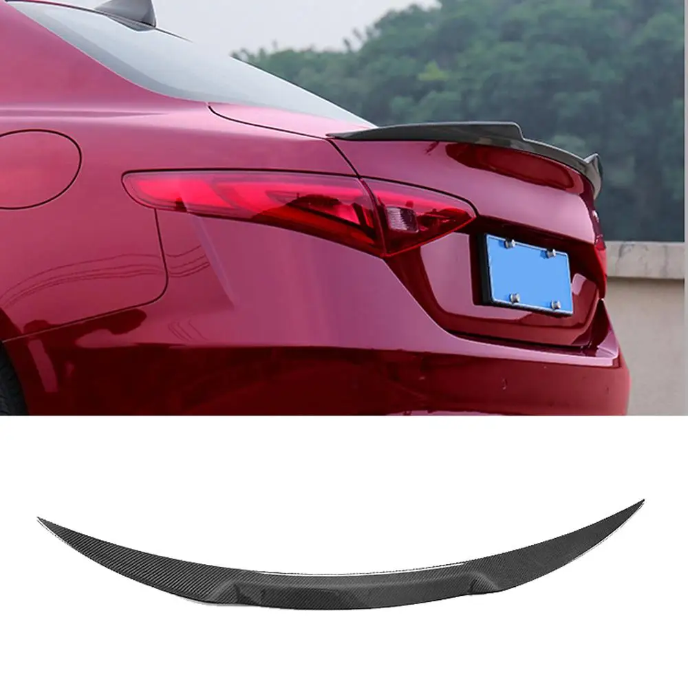 

Спойлер из углеродного волокна для Alfa Romeo Giulia, спойлер для заднего багажника с черной отделкой, стиль QV 2015