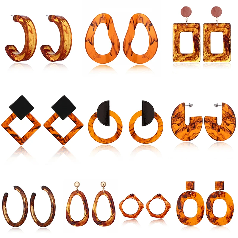 Серьги XIYANIKE серьги Boucle D'oreille большие коричневые геометрические круглые
