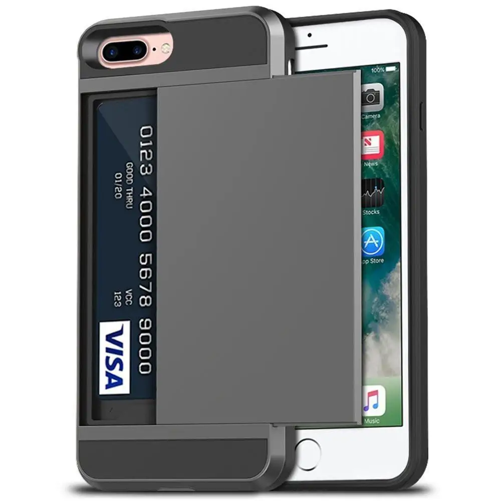 Чехол для iPhone 5 5S SE для карт 6, 6 S, 7, 8 Plus, 7+, 8+, чехол со слотом для карт, чехол для iPhone X, XS, XR, XS, MAX, 10, чехол - Цвет: Gray