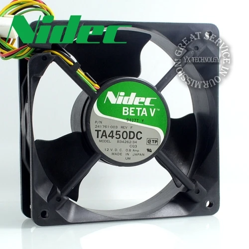 

Nidec New TA450DC B34262-34 12V 0.8A 12038 12cm 120mm large air flow cooling fan for NIDEC 120*120*38mm