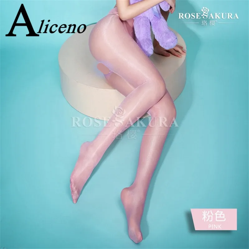 0805pink Женские блестящие колготки с высокой талией, 30 цветов, блестящие колготки с открытой промежностью, сексуальные блестящие и блестящие колготки 0805 - Цвет: 0805pink