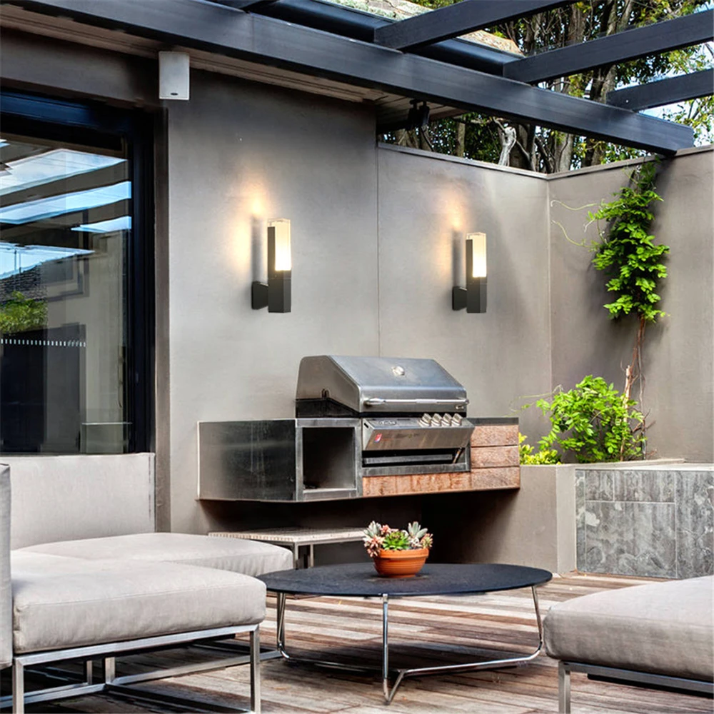 Наружный настенный светодиодный светильник 5 Вт Настенный наружный светильник Европейский алюминиевый акриловый садовый черный серый