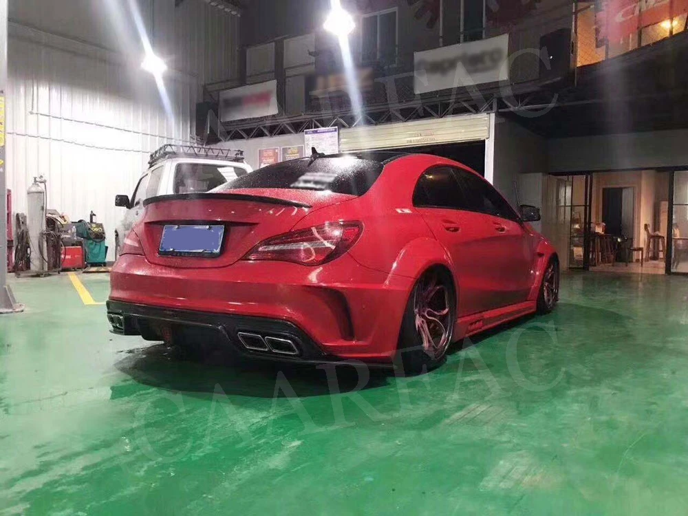 С светодиодный свет углеродного волокна рассеиватель задней губы для Benz cla Class W117 CLA180 CLA200 CLA250 CLA260 CLA45 2013- бампера
