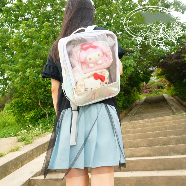 Harajuku прозрачные школьные сумки для женщин, ПВХ, Водонепроницаемые рюкзаки для женщин, Ita Bookbags, Роскошные, искусственная кожа, для девочек-подростков, пляжная сумка, летняя