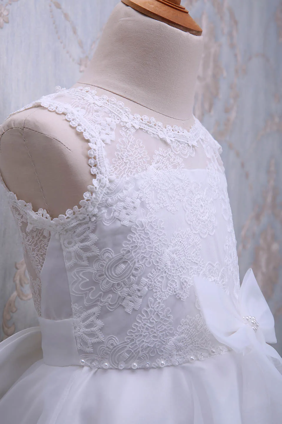 Cutestyles Summer Girls White Flower Dresses For Party Formal Occassion Embroidery Lace Wedding Guest Sundress GD50611-5 | Детская