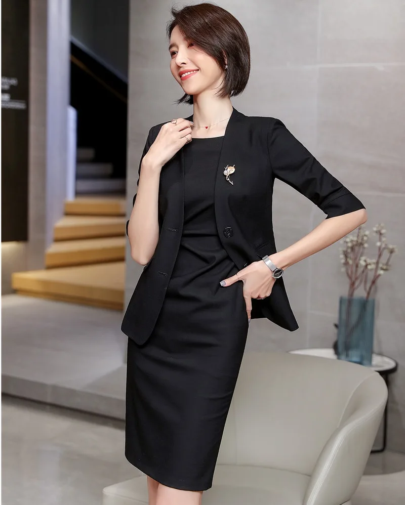 Формальные женские деловые костюмы с 2 шт комплект куртки и платья OL стили