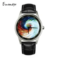 enmex design wristwatch canvas strap waterproof creative design stainless steel case 3d face swimming men quartz sport watch