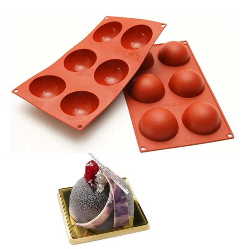Силиконовая форма 6 полостей полусферическая для торта инструменты выпечки