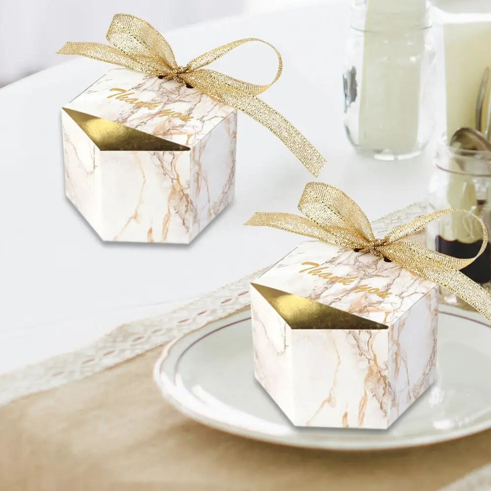 

OurWarm Wedding Marbling Paper Candy Gifts Box Dessert Bags Wedding Favors Gifts for Guests Baptism Souvenir Party Decoration