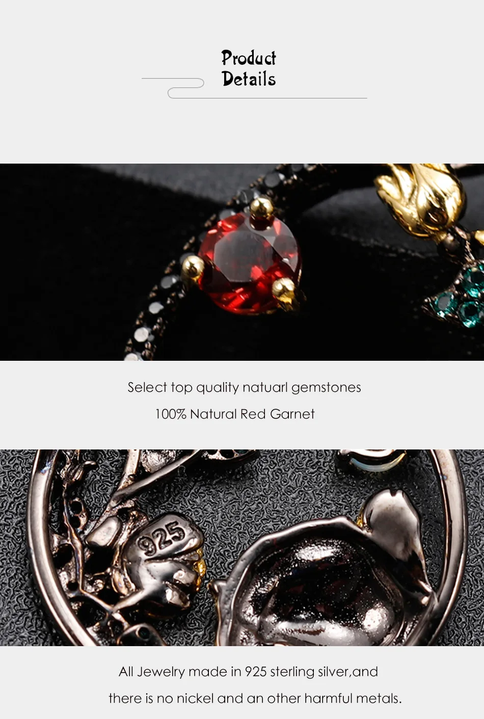 GEM'S балетное 925 пробы Серебряное ожерелье с подвеской в виде тигра и розы для женщин, натуральный красный гранат, драгоценный камень, Зодиак, ювелирное изделие