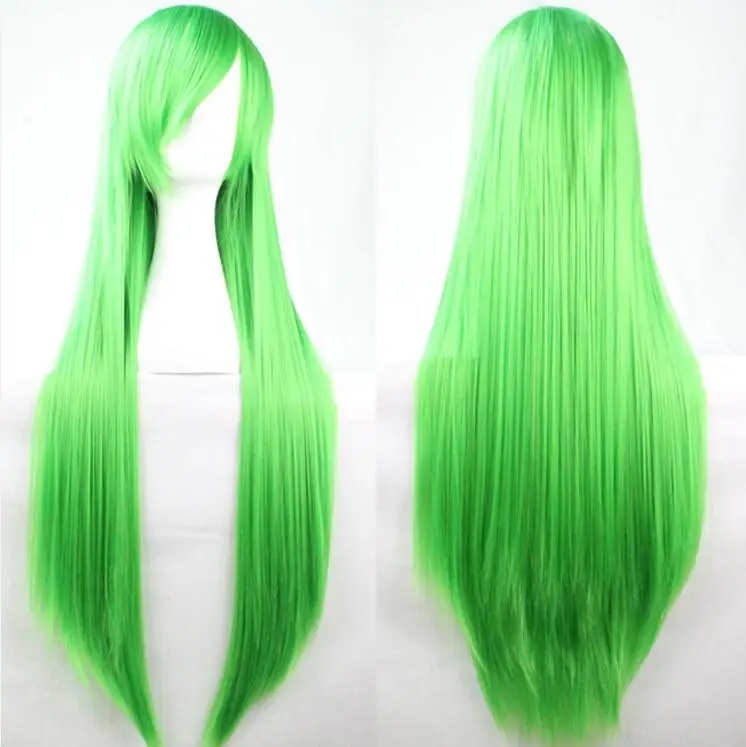 Зеленый 3" 80 см женский парик для косплея длинные прямые волосы термостойкие вечерние парики для костюма синтетические парики для Хэллоуина Peruca Peluca - Цвет: Зеленый