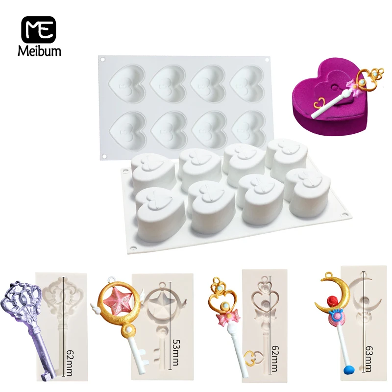 

Meibum 4 стильная комбинация силиконовой формы DIY Love Lock & key Shape Muffin шоколадный мусс форма для торта десертная Кондитерская форма для выпечки