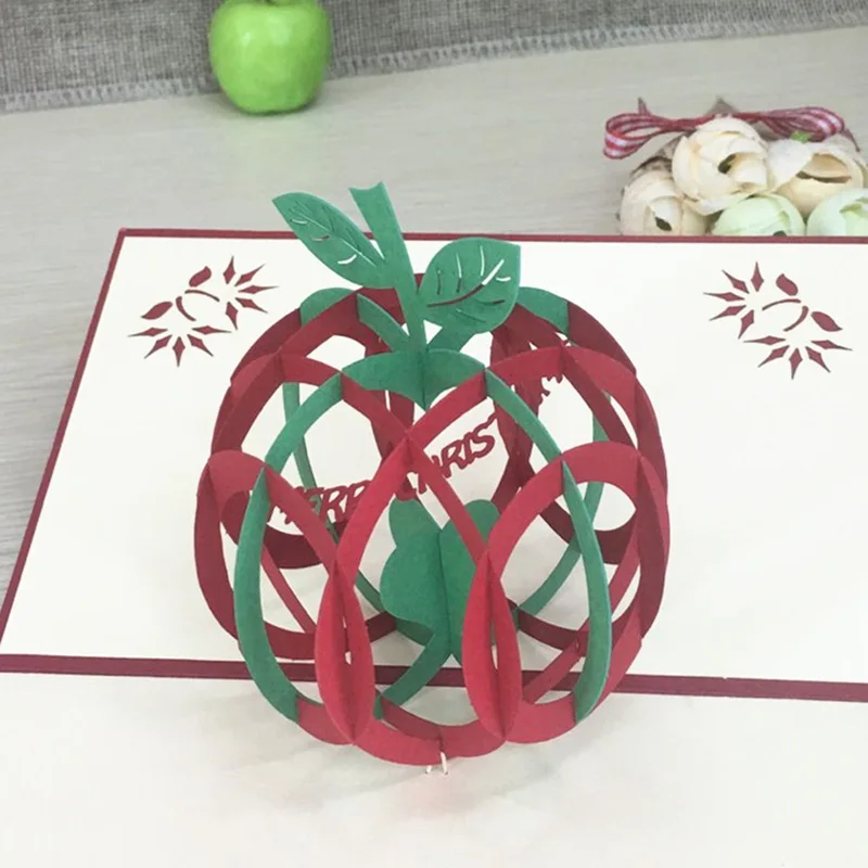 Зеленая Рождественская 3D открытка ручной работы с лазерной вырезкой 1 шт.|greeting