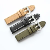 vintage brand yellow black army green leather belt watch bands strap 20mm 22mm 24mm 26mm for panerai pam outdoors big watches