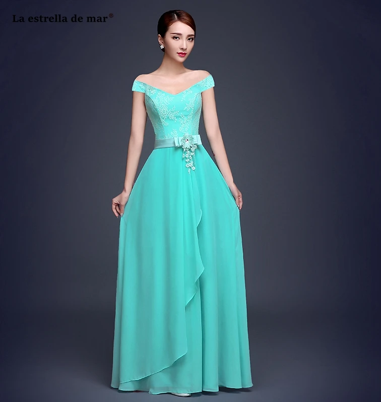La estrella de mar vestiti donna eleganti для cerimonie2019 кружево шифон линии 6 стиль бирюзовое платье подружки невесты длинные chea