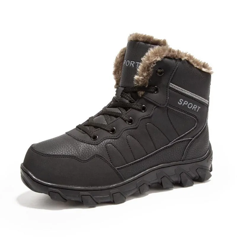 Coolcept Big Size 39-48 Winter Warm Plush Men Ankle Boots Round Toe Lace Up Snow Ski Outdoor Male Footwear | Обувь