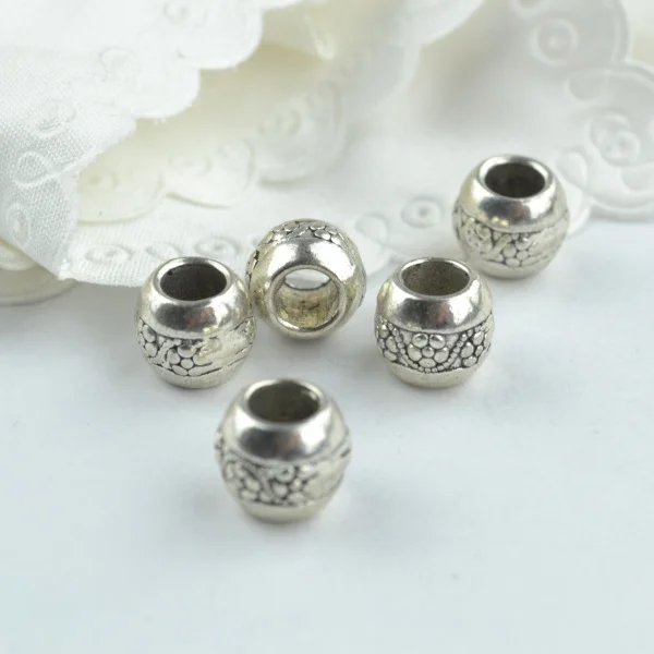 

15 pcs Wholesale Metal Round Shape Beads Tibetan Silver big hole Beads for Bracelet Jewelry Making 18102