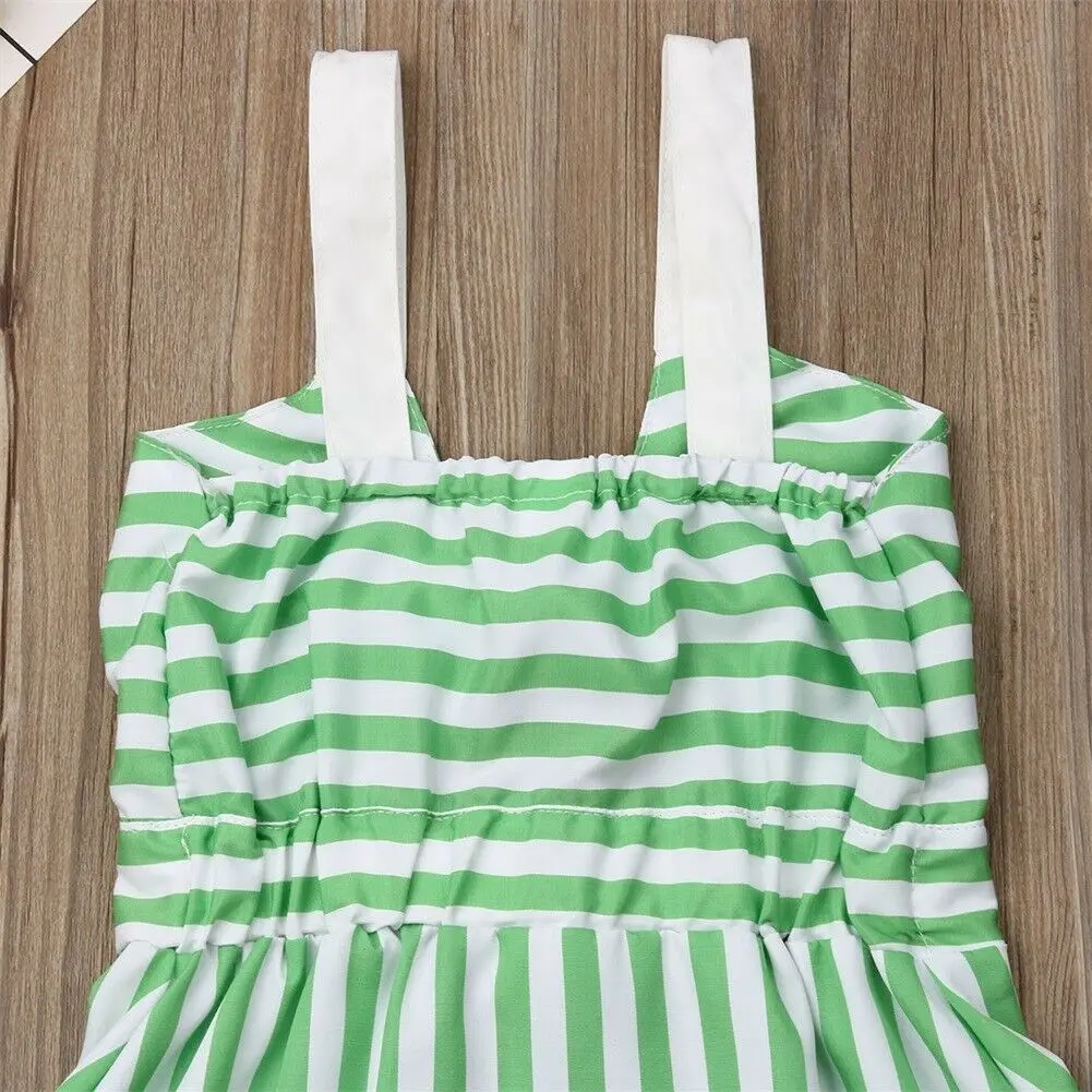 2019 Baby Summer Clothing 2-6Y Toddler Kid Girl Striped Party Dress Front Bow Sleeveless Sundress Spaghetti Gown Clothes | Детская