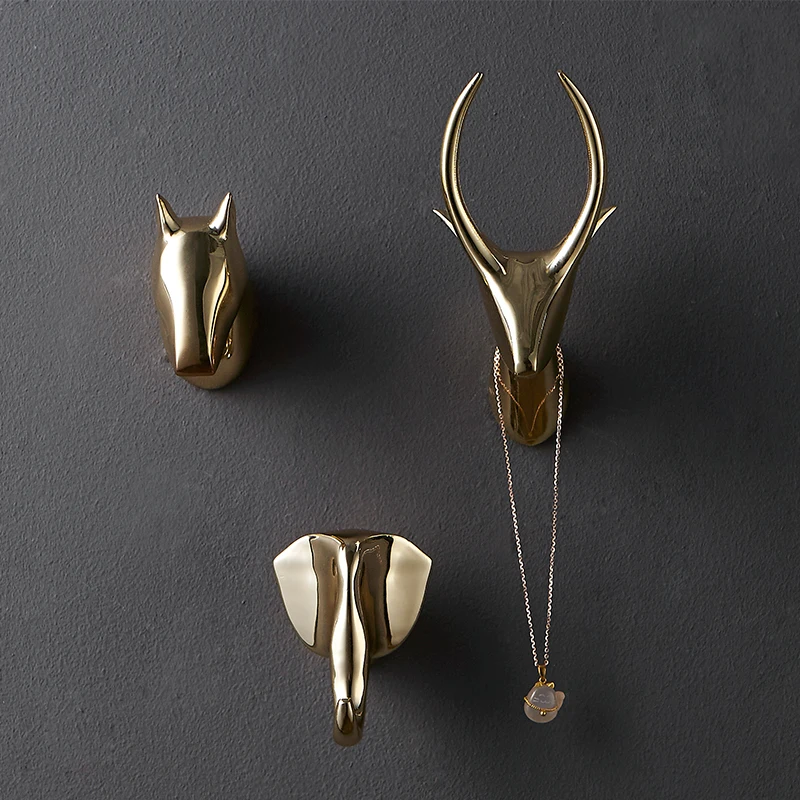 Wall decoration hook deer head wall hanging porch key wall hook creative decorative painting Nordic wall key holder mounted