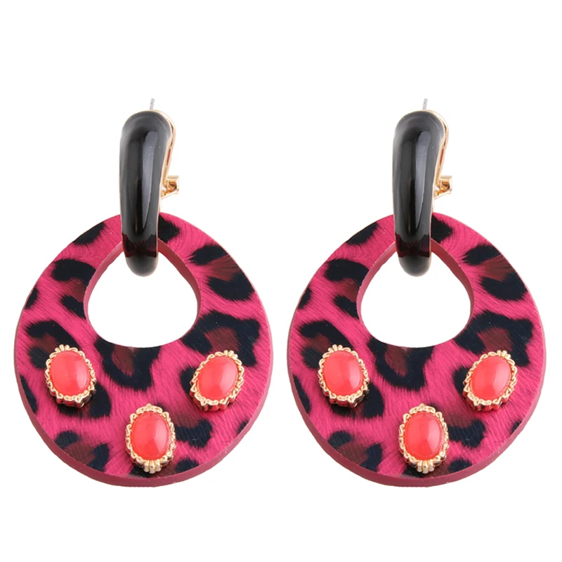 Женские кожаные серьги NeeFu WoFu длинные с тигром леопардовым принтом для