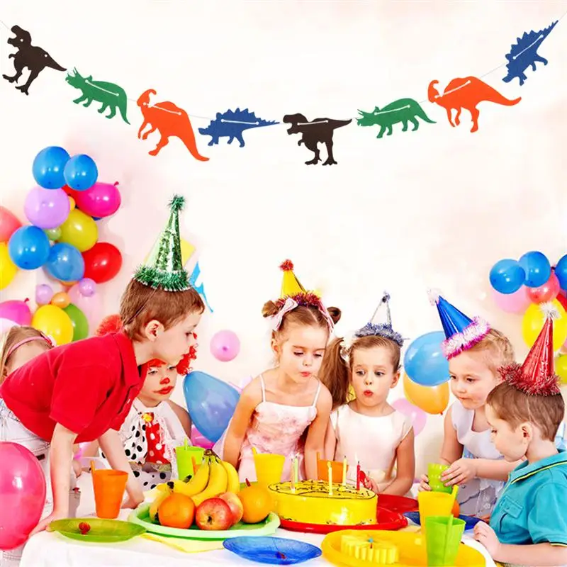 Милый нетканый флаг динозавра 3 м креативный венок баннер для вечеринки в честь