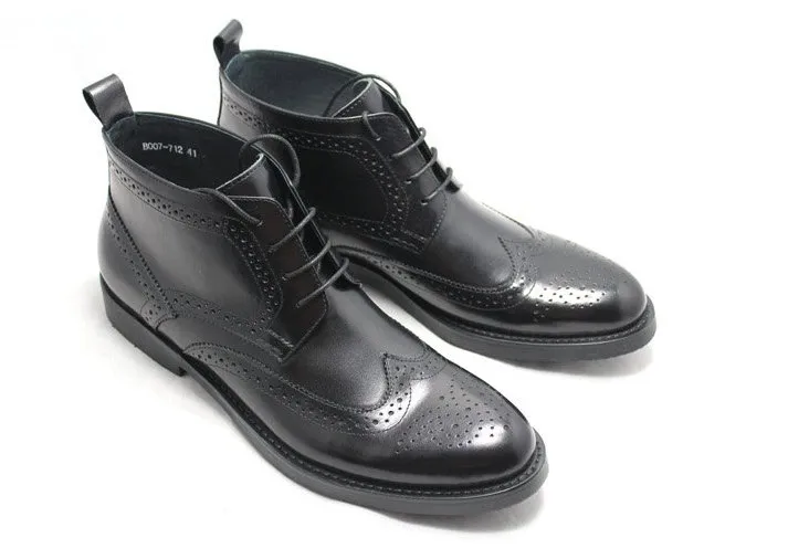 

Italian Leather Mens Derby Oxfords Shoes Autumn Carved Lace up Borgues Ankle Boots Combat Desert Fashion Martin Boots Hombre