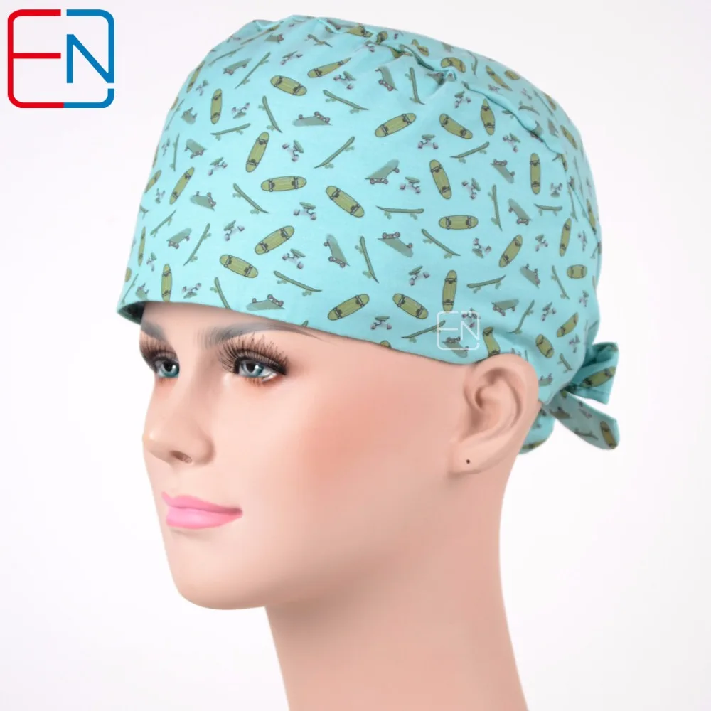 Hennar медицинские операционные шапочки с Sweatband Sweatband Скраб крышка s Синий скейтборды хирургический Доктор Медсестры Рабочая Кепка унисекс