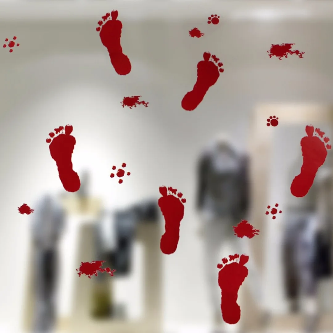 Halloween Scary Bloody Handprint Footprint Window Clings Door Cover Party Decor 2019 Newest | Дом и сад