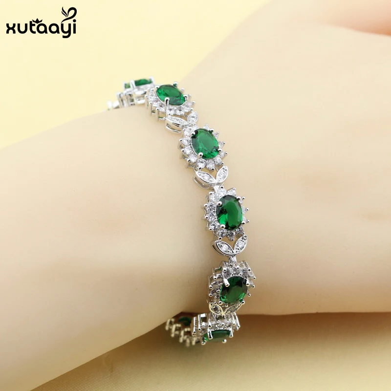 Женское кольцо Ювелирное Украшение с накладкой зеленым изумрудом|earrings bracelet|necklace