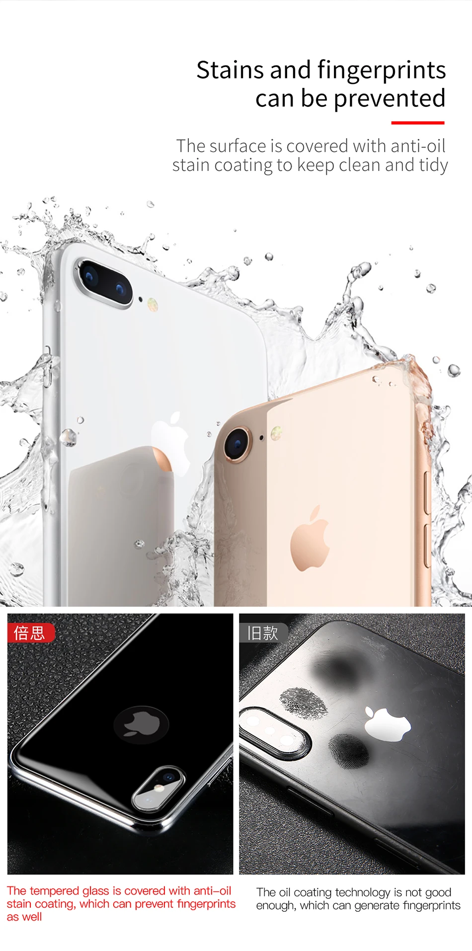 Защитная пленка для задней панели Baseus 0,3 мм 4D для iPhone 8 8 Plus, защитная пленка для задней панели 9H из закаленного стекла с защитой от царапин